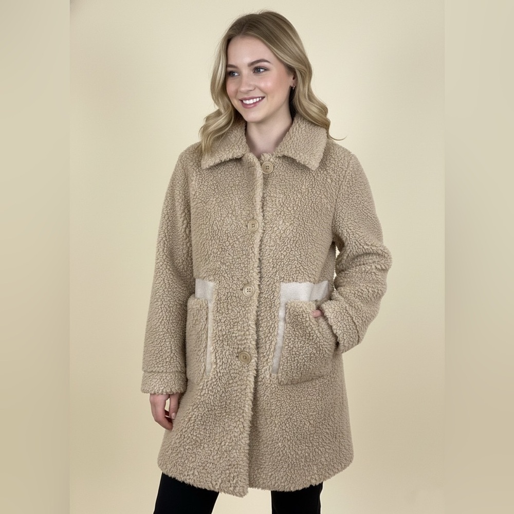 Women's Tan Sherpa Coat